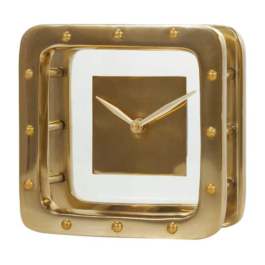 6&#x22; Gold Aluminum Geometric Floating Clock